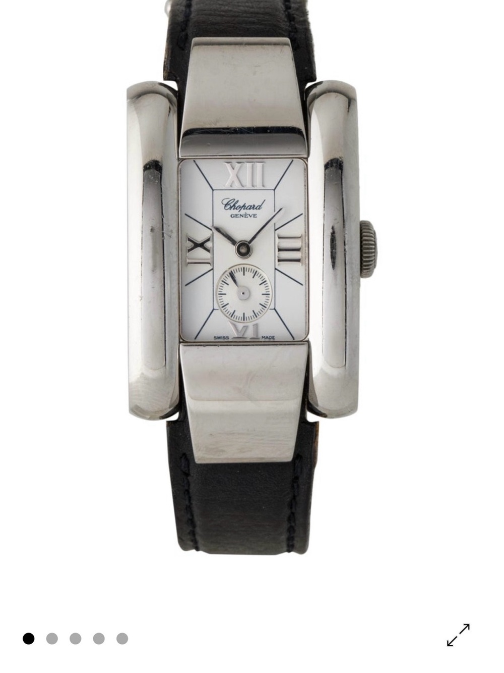 Chopard Silver Case Ladies Watch with Black Strap